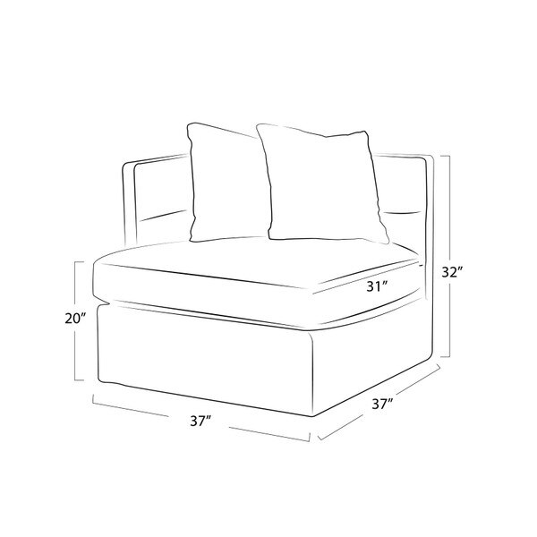 Elise Sectional Corner Piece (Olive) Line Drawing